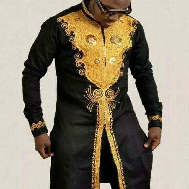 Men's African Print Party Shirt-Men Shirts-LeStyleParfait