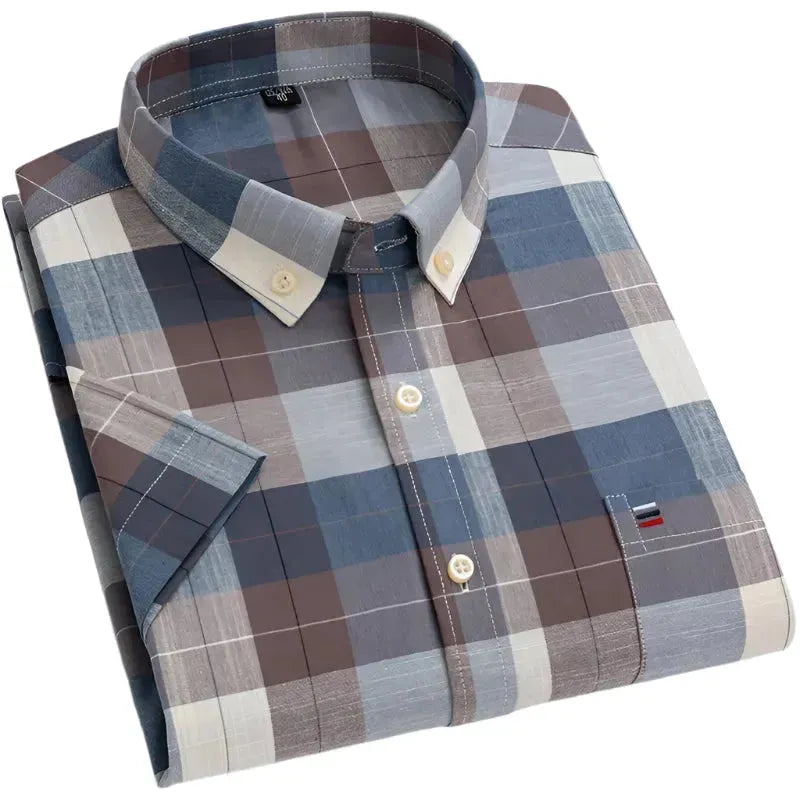 Men's Big Box Check Shirt-Men Shirts-LeStyleParfait
