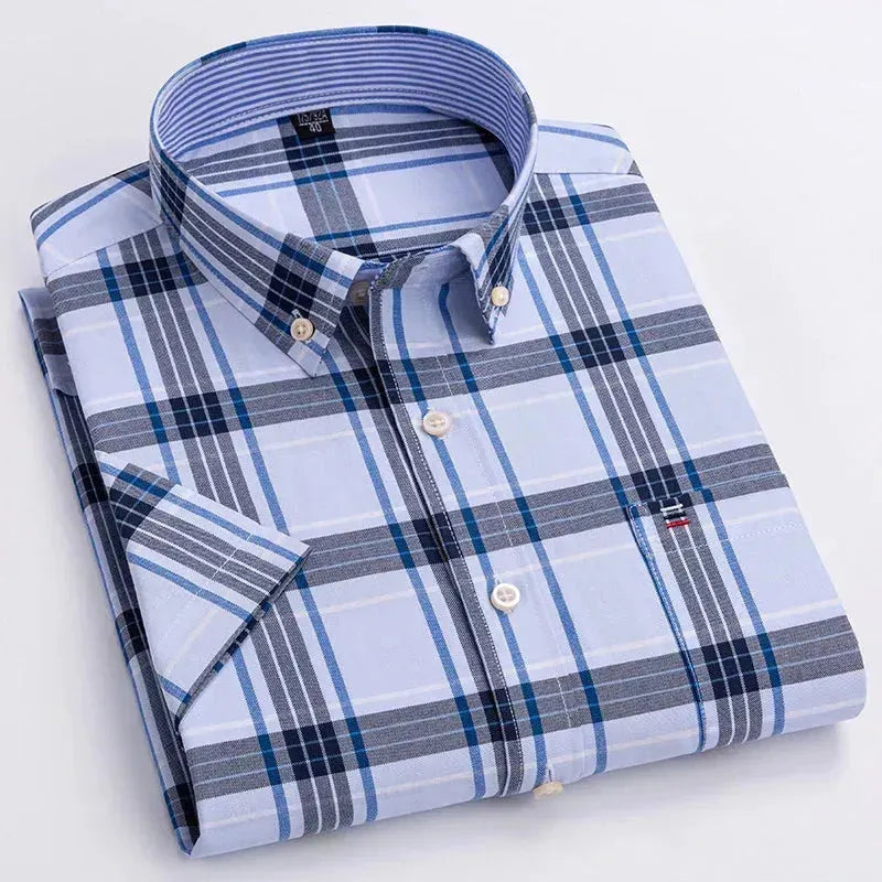 Men's Big Box Check Shirt-Men Shirts-LeStyleParfait