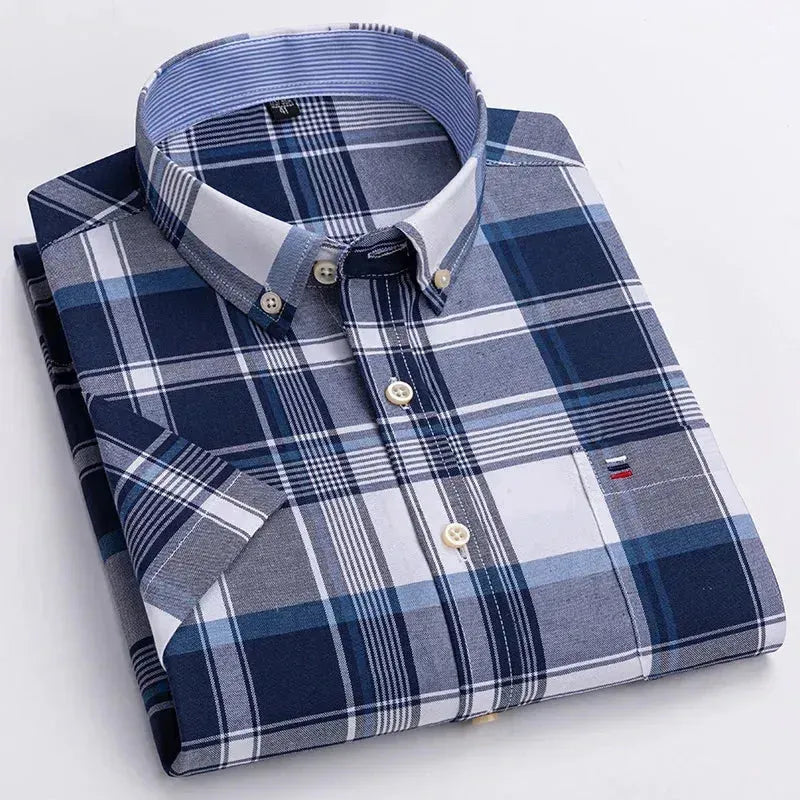 Men's Big Box Check Shirt-Men Shirts-LeStyleParfait