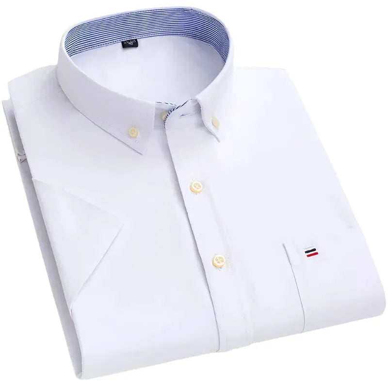 Men's Big Check Short Sleeve Shirt-Men Shirts-LeStyleParfait