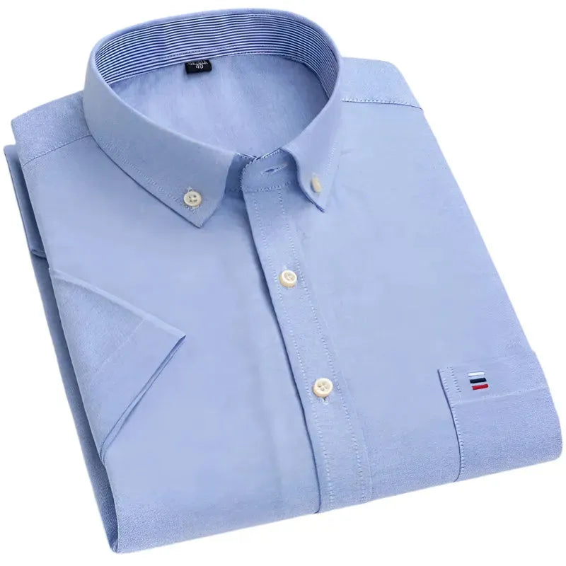 Men's Big Check Short Sleeve Shirt-Men Shirts-LeStyleParfait