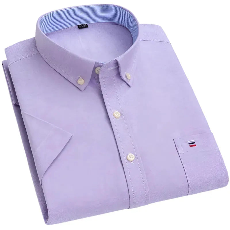 Men's Big Check Short Sleeve Shirt-Men Shirts-LeStyleParfait