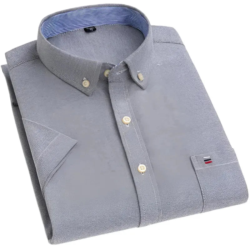 Men's Big Check Short Sleeve Shirt-Men Shirts-LeStyleParfait