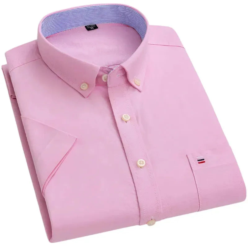 Men's Big Check Short Sleeve Shirt-Men Shirts-LeStyleParfait