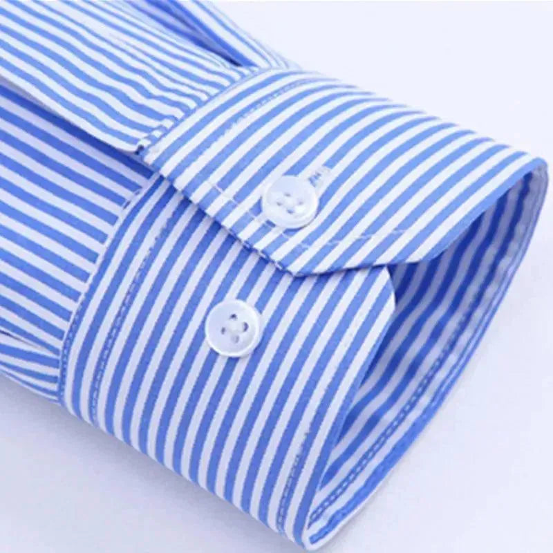 Men's Blue Striped Shirt-Men Shirts-LeStyleParfait