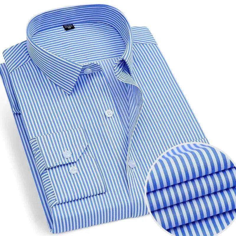 Men's Blue Striped Shirt-Men Shirts-LeStyleParfait