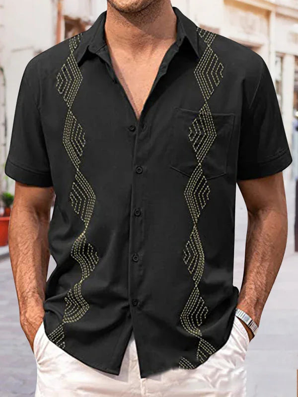 Men's British Geometric Summer Shirt-Men Shirts-LeStyleParfait
