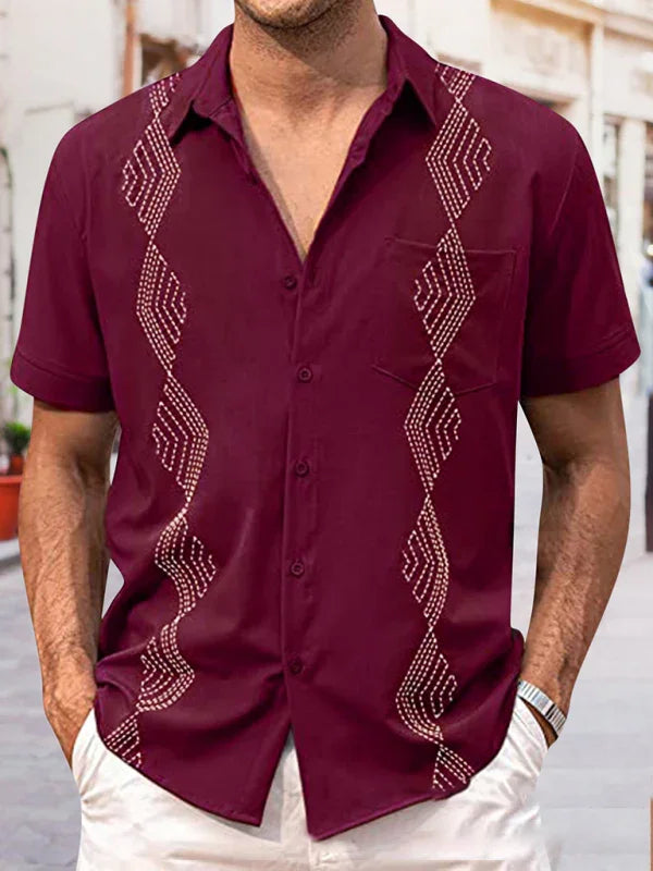 Men's British Geometric Summer Shirt-Men Shirts-LeStyleParfait