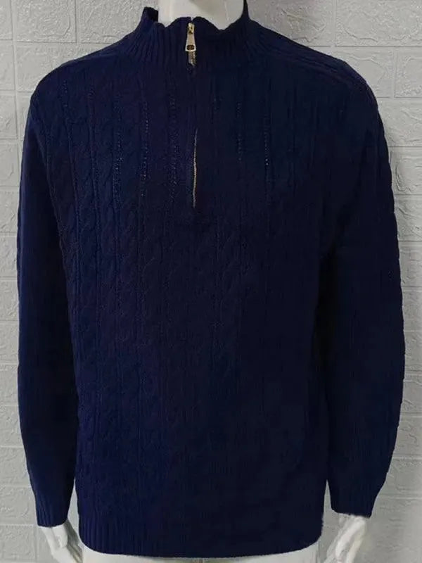 Men’s Cable Knit Half-Zip Pullover Sweater – Turtleneck