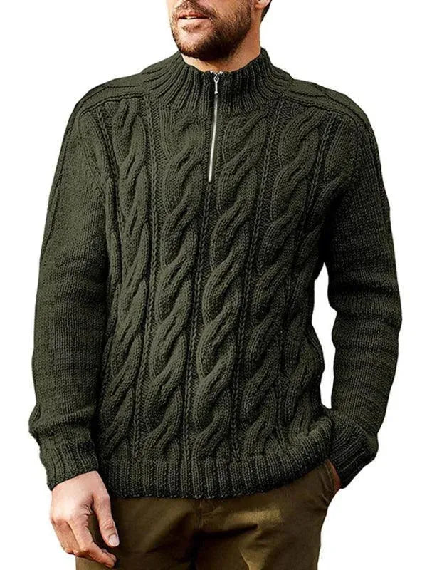 Men’s Cable Knit Half-Zip Pullover Sweater – Turtleneck