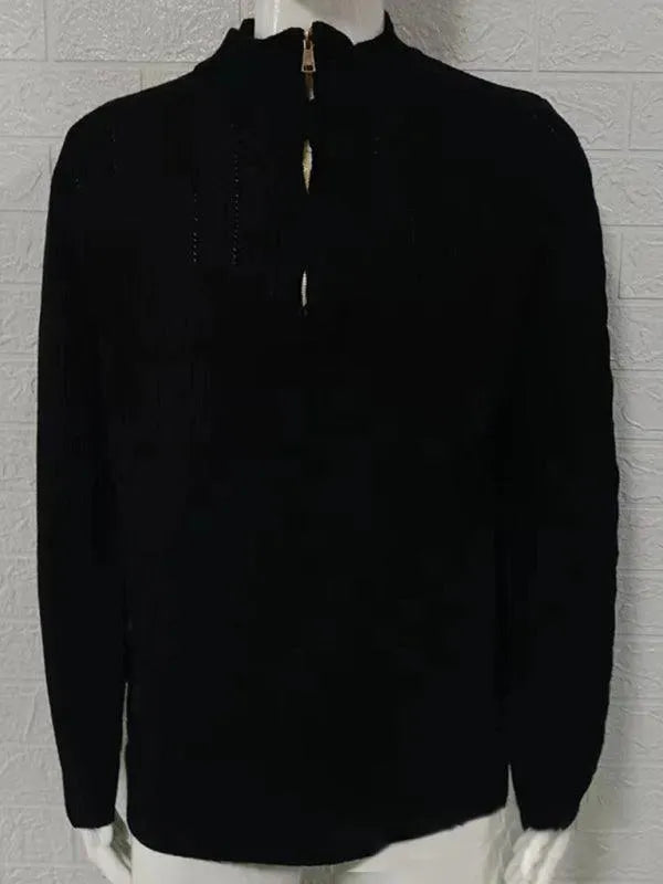 Men’s Cable Knit Half-Zip Pullover Sweater – Turtleneck