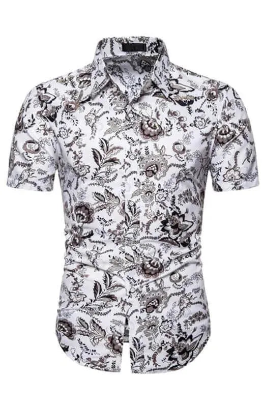 Men's Casual Short Sleeve Printed Shirt-Men Shirts-LeStyleParfait