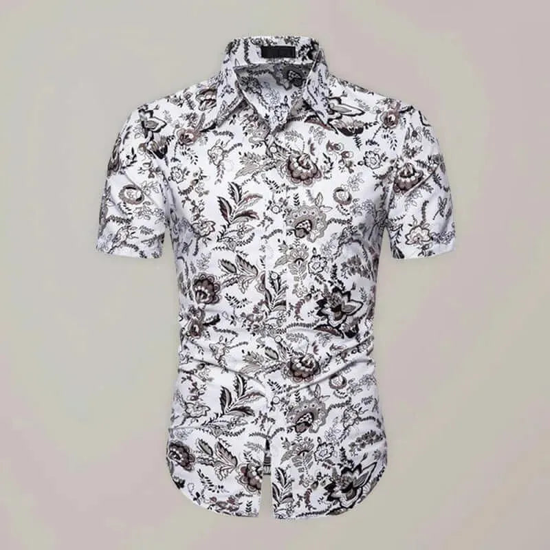 Men's Casual Short Sleeve Printed Shirt-Men Shirts-LeStyleParfait