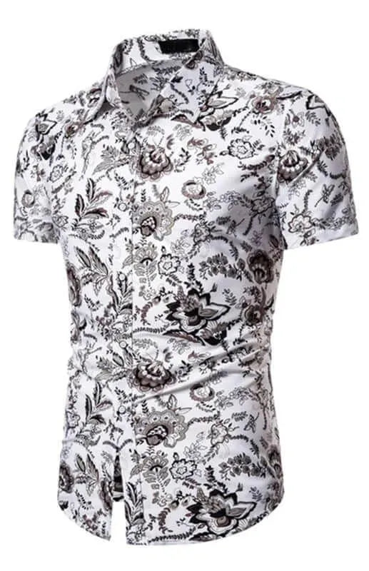 Men's Casual Short Sleeve Printed Shirt-Men Shirts-LeStyleParfait
