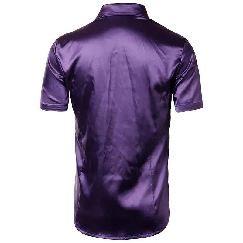 Men's Casual Silk Shirt-Men Shirts-LeStyleParfait