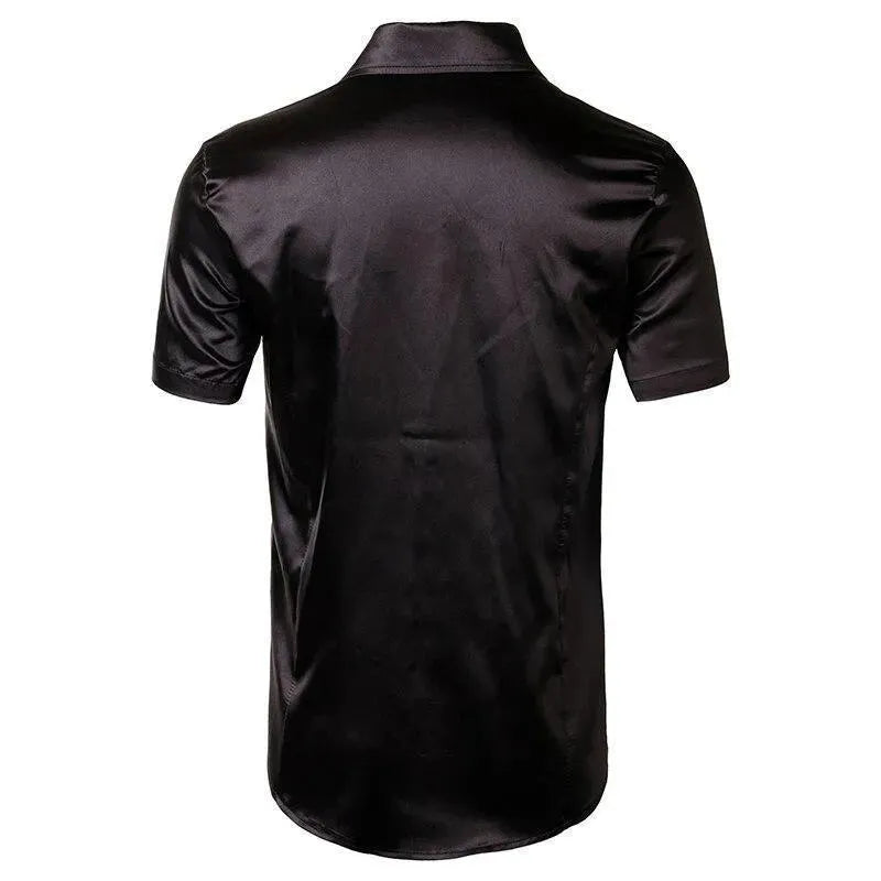 Men's Casual Silk Shirt-Men Shirts-LeStyleParfait