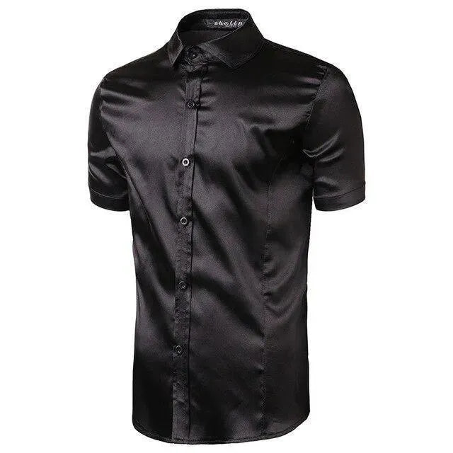 Men's Casual Silk Shirt-Men Shirts-LeStyleParfait