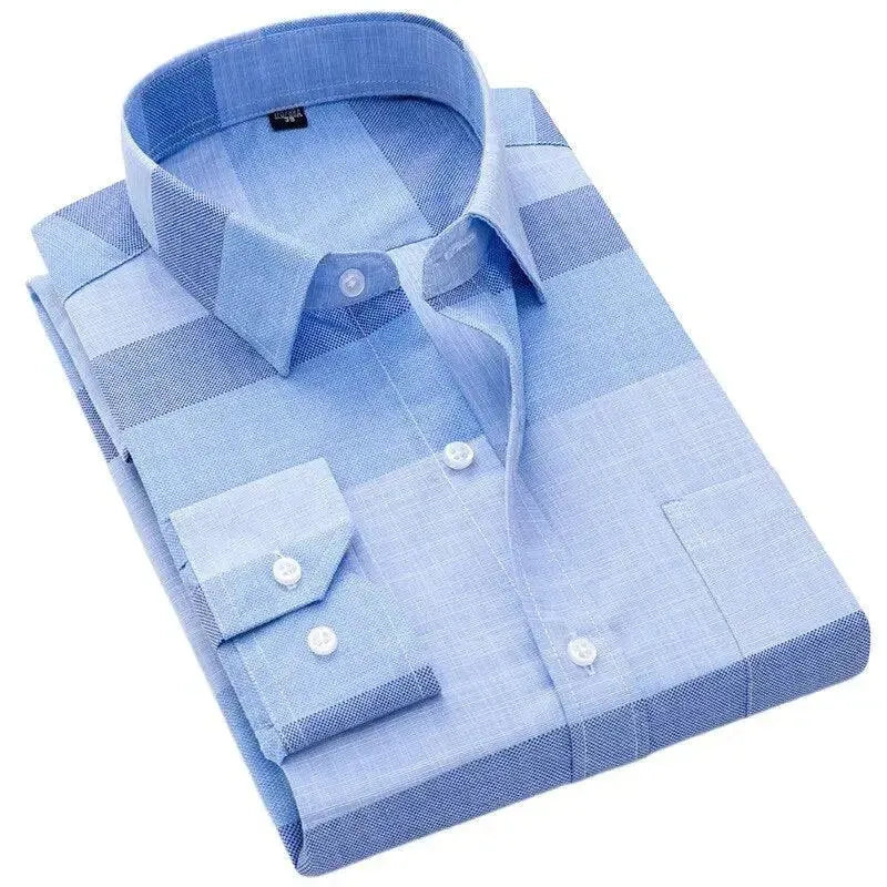 Men's Classic Plaid Dress Shirt-Men Shirts-LeStyleParfait