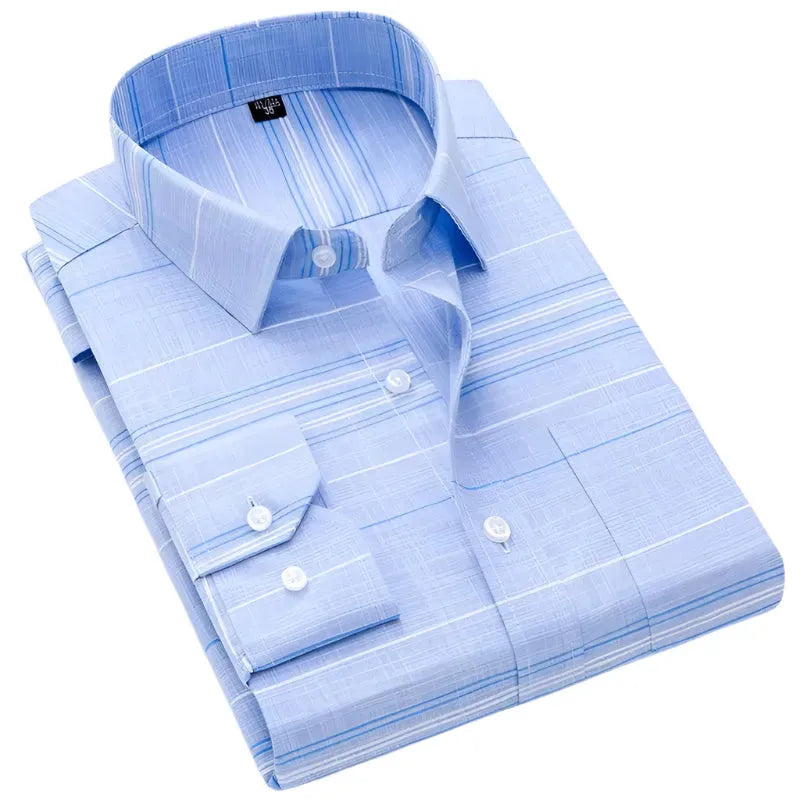 Men's Classic Plaid Dress Shirt-Men Shirts-LeStyleParfait