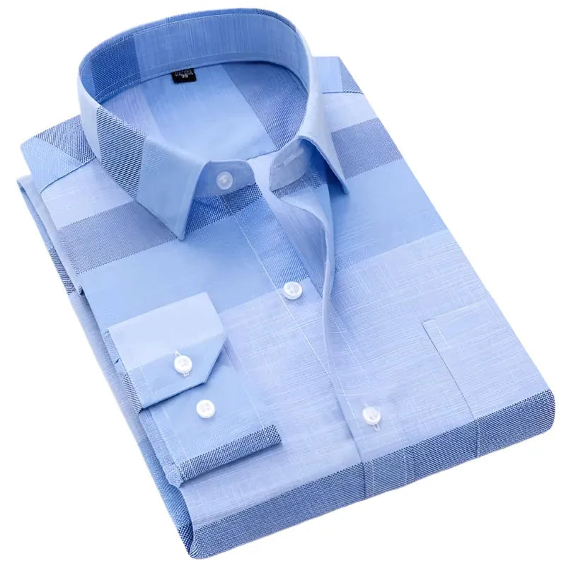 Men's Classic Plaid Dress Shirt-Men Shirts-LeStyleParfait