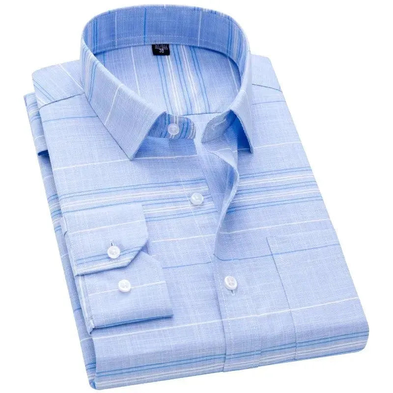 Men's Classic Plaid Dress Shirt-Men Shirts-LeStyleParfait