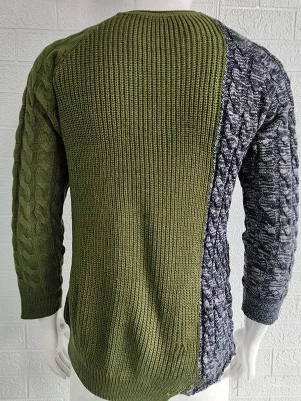 Men’s Colorblock Crew-Neck Pullover Sweater – Knit