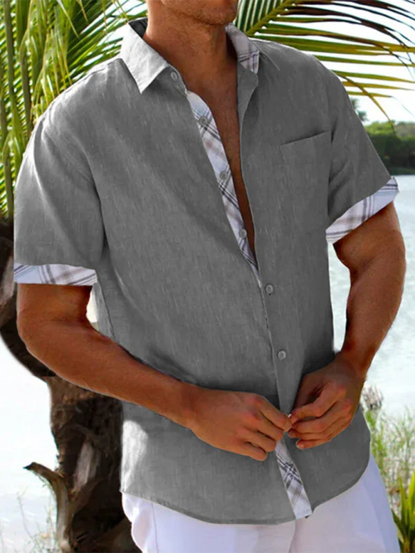 Men's Contrast Vacation Summer Shirt-Men Shirts-LeStyleParfait