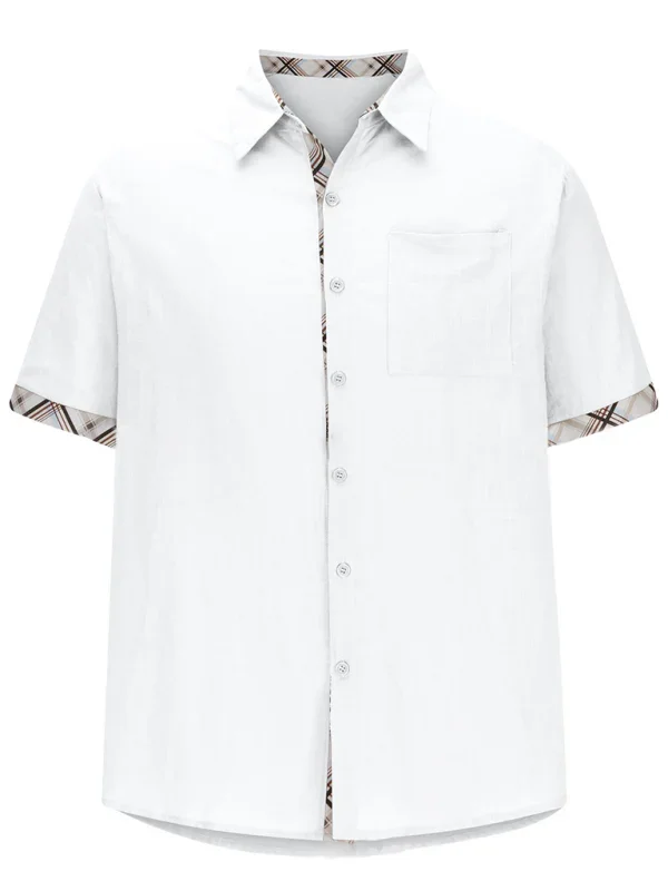 Men's Contrast Vacation Summer Shirt-Men Shirts-LeStyleParfait