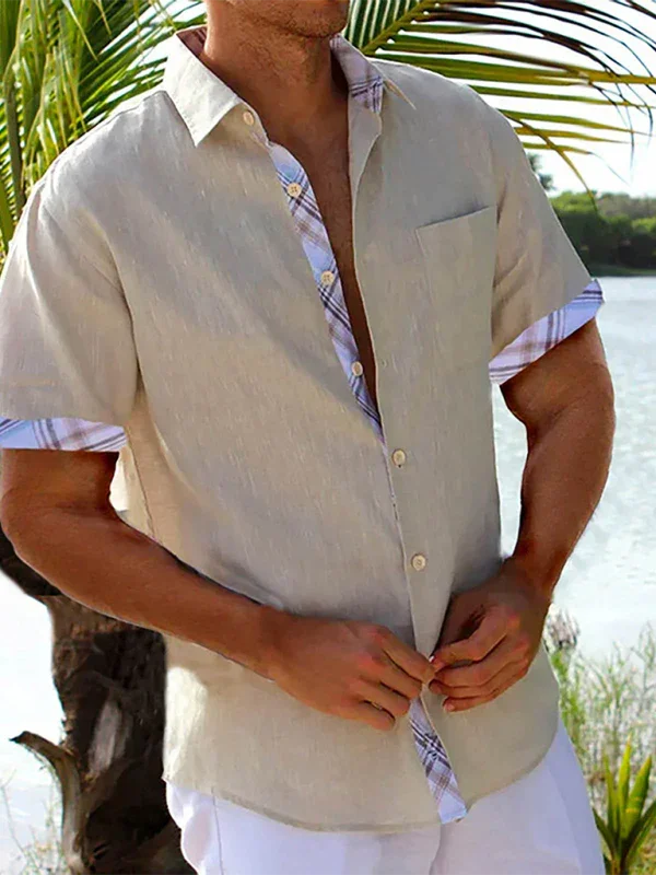 Men's Contrast Vacation Summer Shirt-Men Shirts-LeStyleParfait