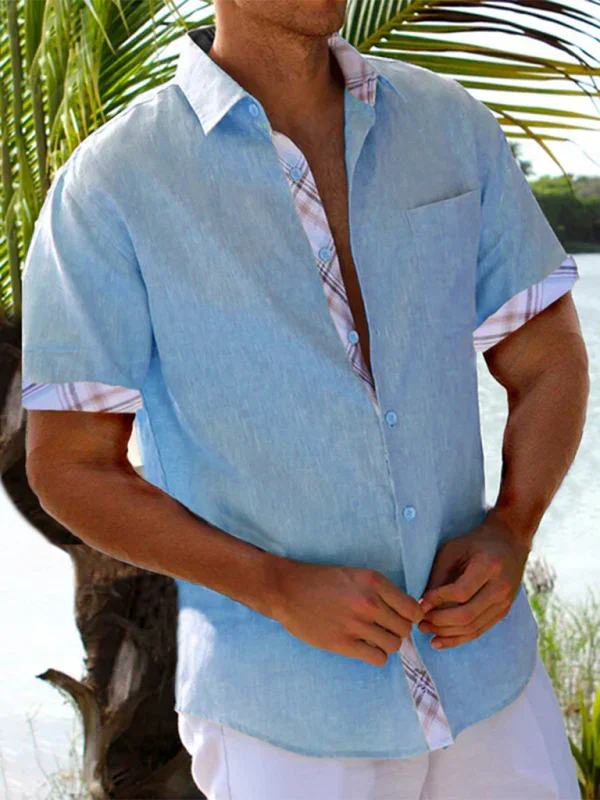 Men's Contrast Vacation Summer Shirt-Men Shirts-LeStyleParfait