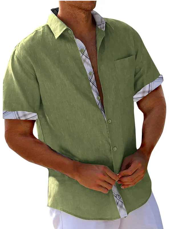 Men's Contrast Vacation Summer Shirt-Men Shirts-LeStyleParfait