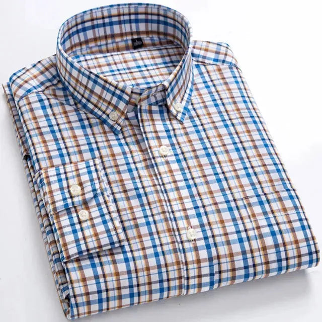 Men's Cotton Checked Casual Shirt-Men Shirts-LeStyleParfait