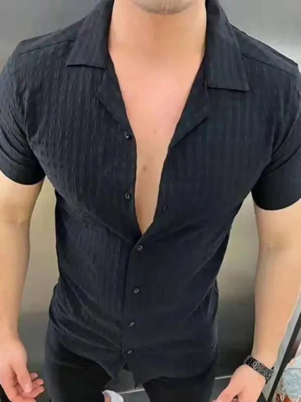 Men's Cotton Short Sleeve Casual Shirt-Men Shirts-LeStyleParfait