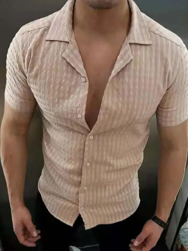 Men's Cotton Short Sleeve Casual Shirt-Men Shirts-LeStyleParfait