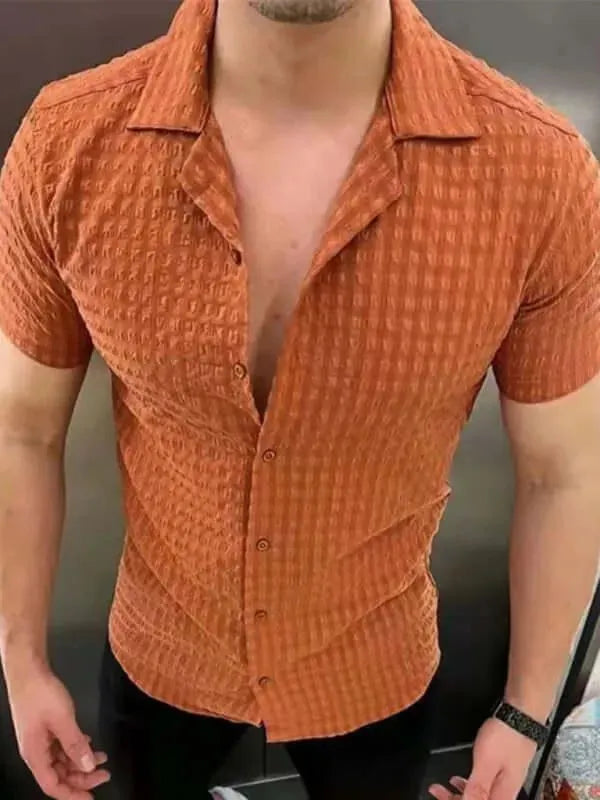 Men's Cotton Short Sleeve Casual Shirt-Men Shirts-LeStyleParfait