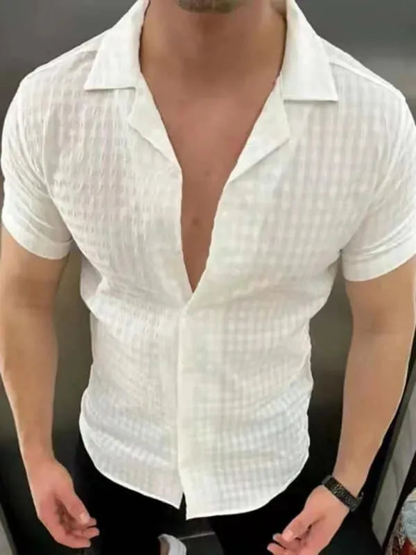 Men's Cotton Short Sleeve Casual Shirt-Men Shirts-LeStyleParfait
