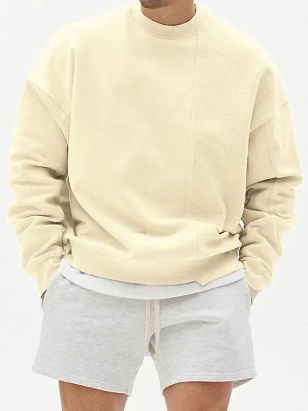 Men's Crewneck Plain Casual Sweatshirt-Men Sweatshirt-LeStyleParfait