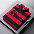 Men's Embroidered Striped Polo Shirt-Men Shirts-LeStyleParfait