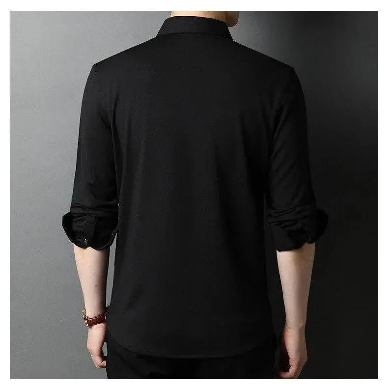 Men's Ferell Satin Dress Shirt-Men Shirts-LeStyleParfait