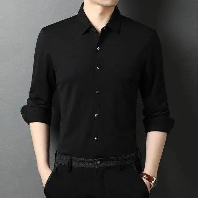 Men's Ferell Satin Dress Shirt-Men Shirts-LeStyleParfait
