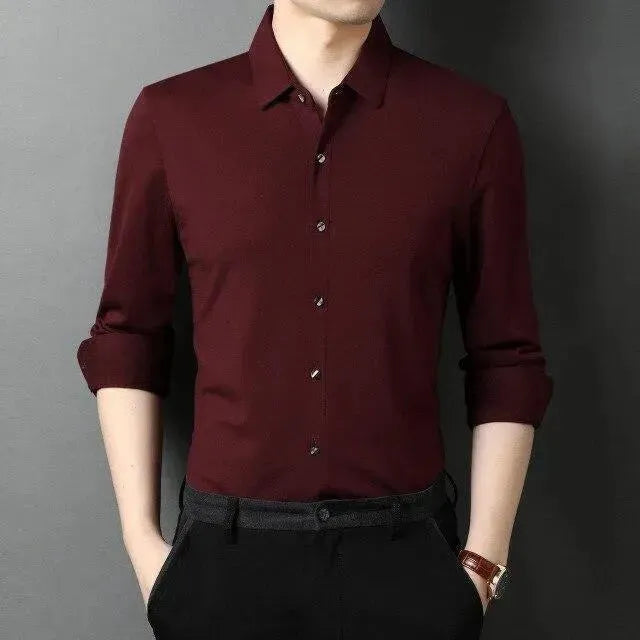 Men's Ferell Satin Dress Shirt-Men Shirts-LeStyleParfait