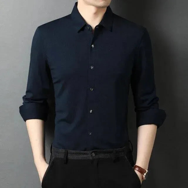 Men's Ferell Satin Dress Shirt-Men Shirts-LeStyleParfait
