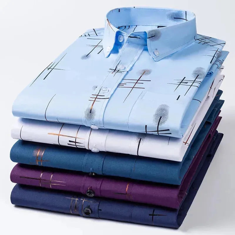 Men's Formal Striped Dress Shirt-Men Shirts-LeStyleParfait