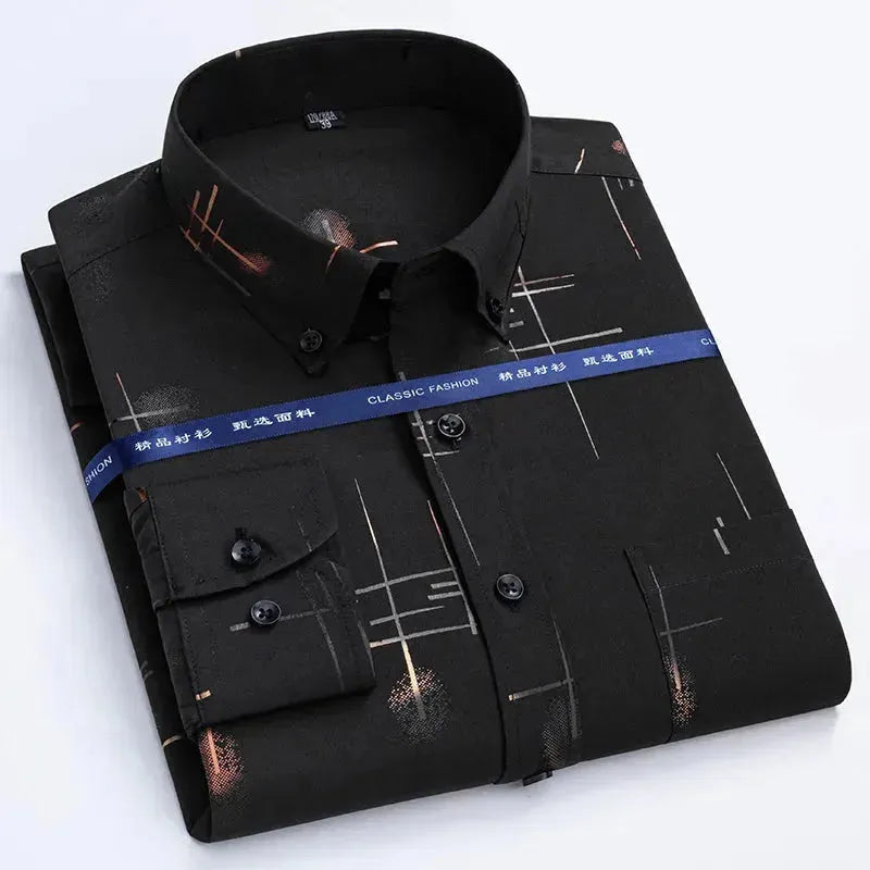 Men's Formal Striped Dress Shirt-Men Shirts-LeStyleParfait