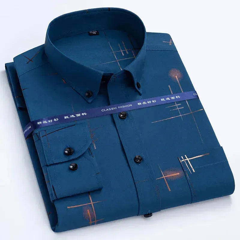 Men's Formal Striped Dress Shirt-Men Shirts-LeStyleParfait