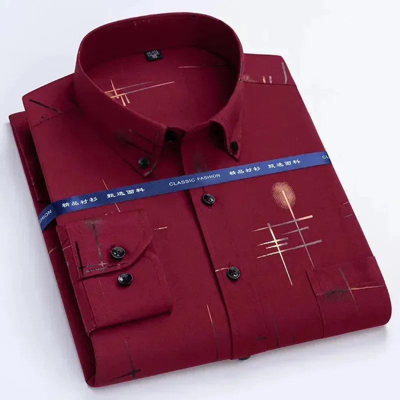 Men's Formal Striped Dress Shirt-Men Shirts-LeStyleParfait