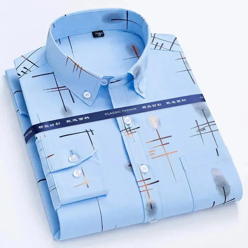 Men's Formal Striped Dress Shirt-Men Shirts-LeStyleParfait