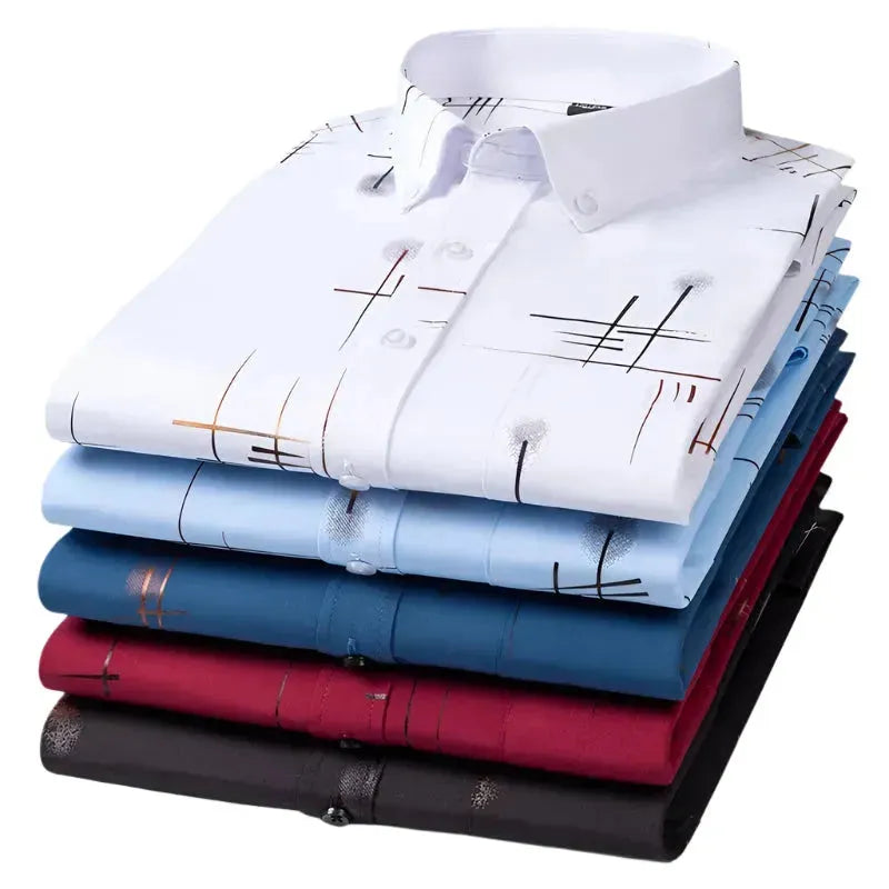 Men's Formal Striped Dress Shirt-Men Shirts-LeStyleParfait