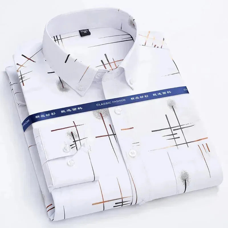 Men's Formal Striped Dress Shirt-Men Shirts-LeStyleParfait